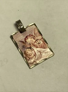 medal pendant Guardian Angel Sterling Silver vintage unused Small - Picture 1 of 10