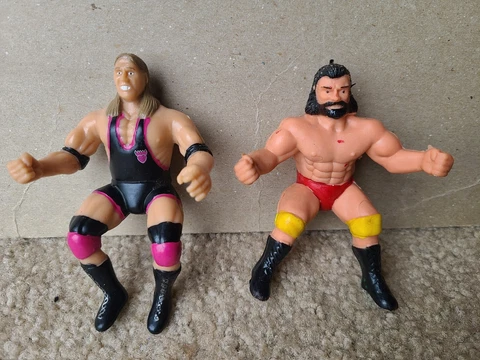 Vintage WWF Thumb Wrestler LOT Owen Hart & Unlicensed Wrestler Figures Cover