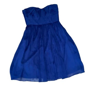 Vestido de seda J Crew para mujer Arabelle talla 2 azul chifón sin tirantes bailes formales - Imagen 1 de 8