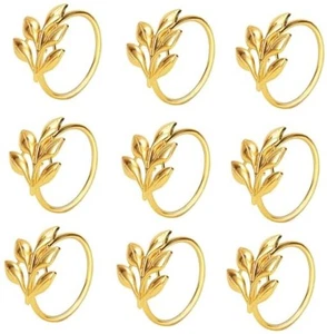  Set Anelli Porta Tovaglioli Foglia Metallo Oro Porta Tovaglioli da Tavolo 6 Ye Zi-Gold - Foto 1 di 7