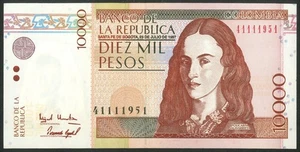 Colombia, El Banco de la Republica, 10,000 pesos, 23 July 1997, Pick 443, UNC - Picture 1 of 2