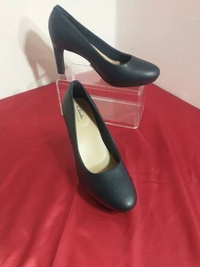 Clarks Pumps Absatzschuhe Damen 8,5 M blau Ambyr Joy Slipper Kunstleder mandelförmige Spitze - Bild 1 von 9