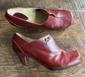 Sergio Tomani Red Boots Luxury Leather Ankle Booties 2" Heel EU37 US6.5 - Picture 1 of 12