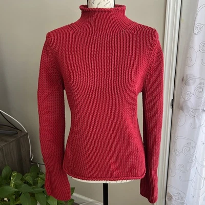Suéter Tommy Hilfiger Y2K De Colección Para Mujer Mediano Rojo Algodón Cuello Redondo Manga Campana Foto 1 de 4