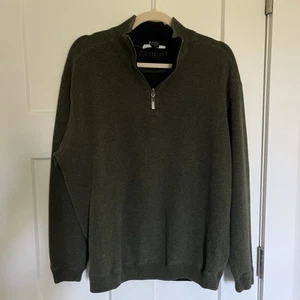 F/X Fusion Sweater Men's Large Green Mock Neck 1/4 Zip Pullover Long Sleeve - Picture 1 of 5