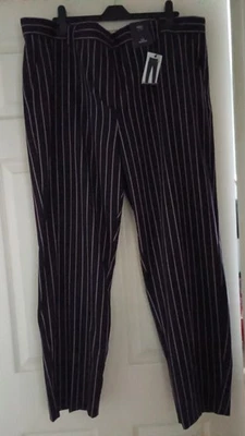 NWT  MARKS & SPENCER DARK NAVY MIX,  STRIPE SLOUCH TROUSERS, UK 20R  RRP £39.50 - Image 1 of 4