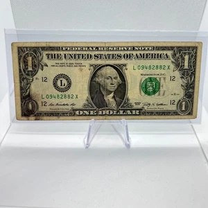 X Note $1 Dollar Bill Series 2009 Fancy S/N US Paper Currency (L09482882X) - Picture 1 of 2
