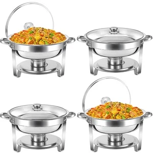 Chafing Dish Buffet Set 5 QT 4 Packs Stainless Steel Buffet Servers and Warme... - Picture 1 of 7