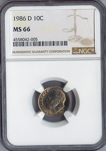 1986-D Roosevelt Dime NGC MS66 Quality Auction - Picture 1 of 2
