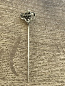 Ancienne épingle à cravate en argent massif d'époque art nouveau - Foto 1 di 4