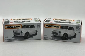 Matchbox Morris Minor Saloon 5/100 White Power Grab Box NEW 2024 Pair Lot Of Two - Picture 1 of 2