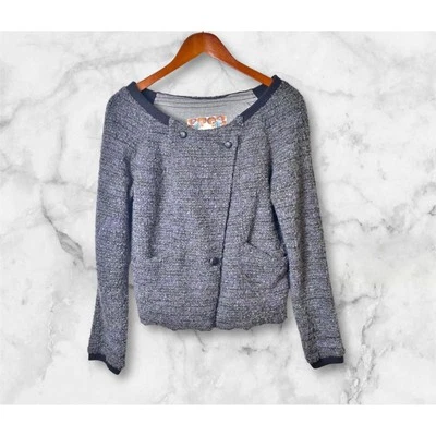 Chaqueta de moto Free People para mujer gris/negro/púrpura tejido boucle forrada talla mediana Foto 1 de 4