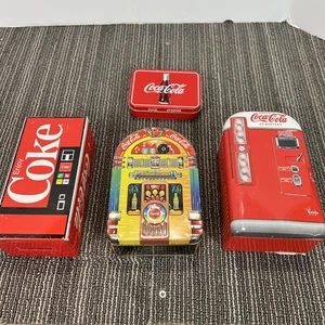 Coca-Cola Coke Always Rockin' Jukebox Tin Lot Soda Pop Machine Lot Of 4 - Picture 1 of 20