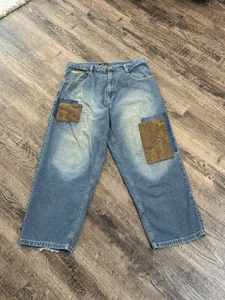 READ VTG Southpole Patched Jeans Mens 38x30 Baggy Wide Leg Skater Jnco Style Y2K - Picture 1 of 16