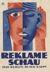 Modernist Poster Stamp Rekleme Schau Bauhaus H- Fritz Rosen Lucien Bernard 1929