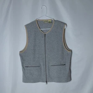 St Johns Bay Sweater Vest Womens L Gray Full Zip Fleece Lined Sleeveless Jacket - Picture 1 of 3