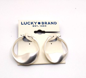 Lucky Brand Silver Tone Matte Finish Hoop Earring