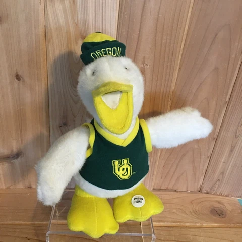 Vintage Oregon Ducks Mascot Plush 12” PLUSH Stuffed Animal plays the fight song Cover