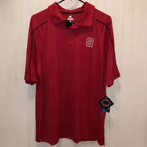 NWT NC State Men's Sz L Red Short Sleeve Polo Golf Shirt Colosseum NCSU Wolfpack - Picture 1 of 5