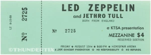 1 LED ZEPPELIN FULL CONCERT TICKET 1969 San Antonio EPHEMERA Laminated reprint - Picture 1 of 1