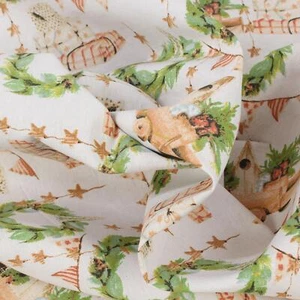Stoff Meterware Kranz Girlande Geschenke Mischgewebe Kissen Tischdecke Vorhang - Bild 1 von 8