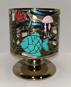 Bath & Body Works 3 Docht Kerzenhalter Unterwasser Ozeanszene Fischsockel NEU - Bild 1 von 7
