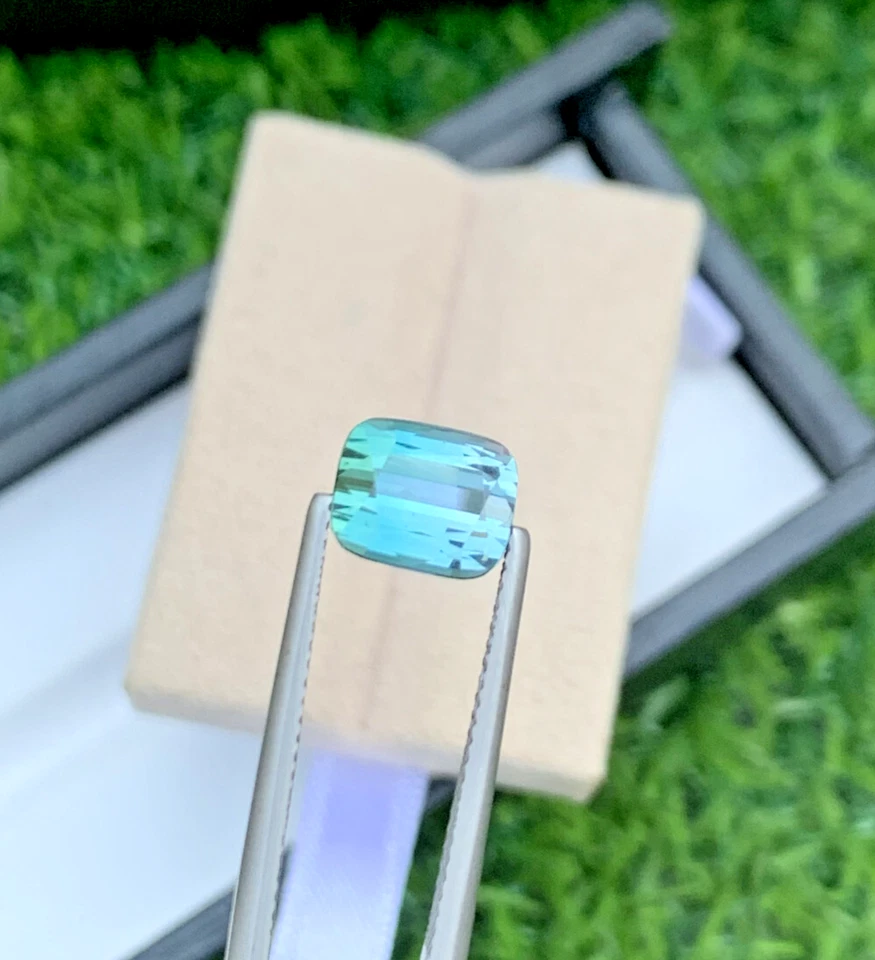 Natural Bi-colour Lagoon Tourmaline Gemstone For Ring Making ,Cushion Cut,2.72ct - Image 1 of 4