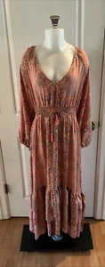 Vestido Anthropologie Boemo Talla 2X Maxi Volantes en Niveles Hippy Boho Prarie Western - Imagen 1 de 14