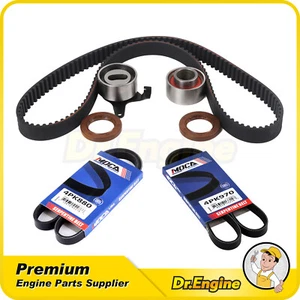 Timing Belt Kit Serpentine Belts 4PK880 4PK970 Fit 04-05 Kia Rio 1.6L DOHC - Picture 1 of 12