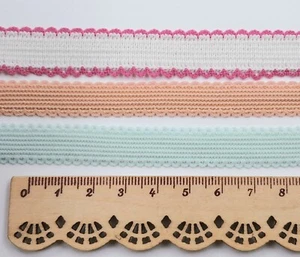 5 Meter Dessous elastisch Jakobsmuschel Picot Kanten 10 mm 12 mm 15 mm Nähen Basteln rosa - Bild 1 von 13