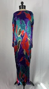 Mary McFadden Collection Vintage Fortuny Pleats Size L Purple Maxi Evening Dress - Picture 1 of 4