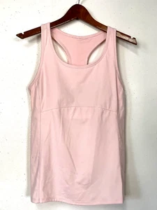 Pale Pink Built-In Bra Athletic Racer Back Yoga Tank Top - Picture 1 of 7