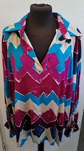 Italy Bluse Tunika magenta bunt Kragen neu Größe34,36,38,40,42,kl.44 B62❤️ - Bild 1 von 4