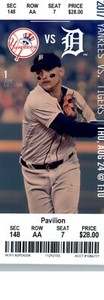 New York Yankees  vs Detroit Tigers 8/24/2017 Ticket - Gary Sanchez HR / 2 RUNS