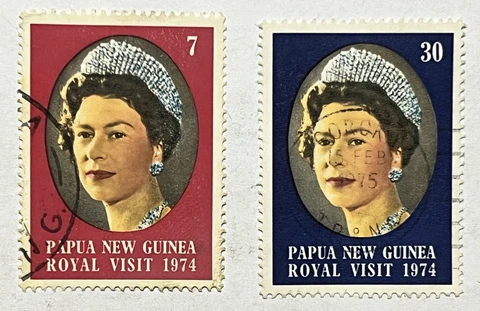 1974 PAPUA NEW GUINEA ROYAL VISIT SET OF TWO STAMPS QUEEN ELIZABETH II Cover