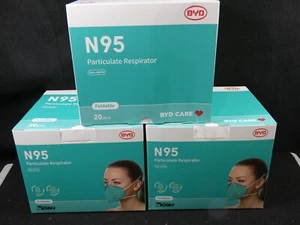 ONE New Sealed Box BYD NIOSH Foldable N95 Particulate Respirators Masks 20 Count - Picture 1 of 2