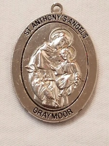 St Anthony's Angels Medallion Pendant Graymoor Garrison NY Silver Tone NOTE - Picture 1 of 3