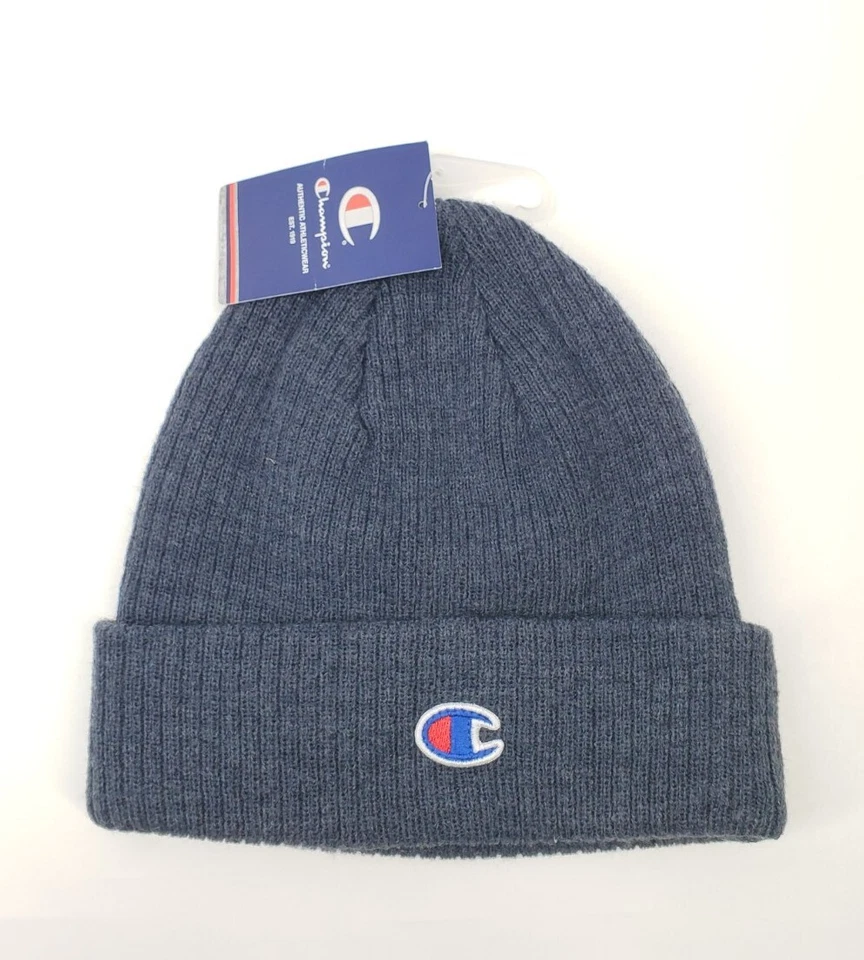 Champion Ribbed Knit Cuffed Beanie - Heather Navy/Dark Blue