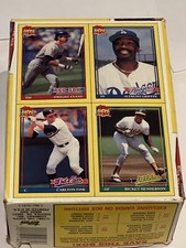 1991 MLB Topps Card Box Bottom-Full Panel (4 Cards #’d E F G H) HENDERSON FISK