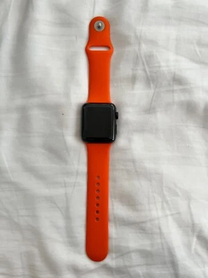 Apple Watch Series 3 - 42MM Black Stainless Steel - Orange Band - Image 1 of 4