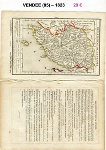 Dépt 85 - XIX ème Siècle Belle Petite Carte avec 1 Page de Renseignements 1823 - Picture 1 of 1