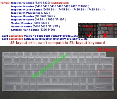 Keyboard Cover Skin For Dell Vostro 5310 5320 5410 P143G 5415 Latitude 3320 3420 - Image 1 of 4