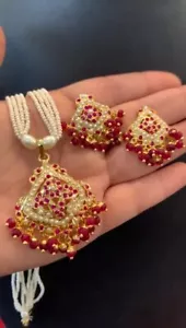 Jadau set girocollo collana con orecchini matrimonio sposa set regalo donna pakistana - Foto 1 di 8