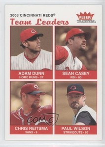 2004 Fleer Tradition Team Leaders Adam Dunn Sean Casey Chris Reitsma Paul Wilson