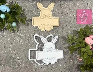 Bunny name tag cookie cutter and stamp - Picture 1 of 1