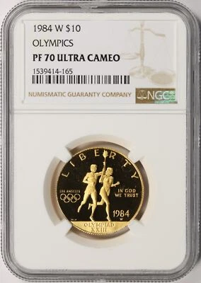 1984-W Proof Olympics $10 Gold Commemorative NGC PF70UCAM - Image 1 of 4
