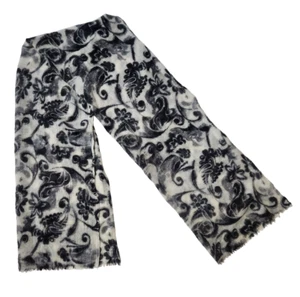 Lucky Brand Womens 100% Wool Scarf Paisley Floral Rectangle Gray 75" x 25" - Picture 1 of 5