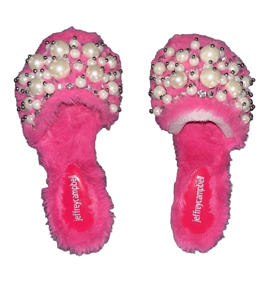 Jeffrey Campbell NUEVO Toboganes de Piel Facil-BP Rosa Caliente Estrás Perla Talla 6 Foto 1 de 4