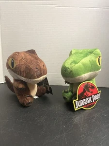 Set of 2 Jurassic Park Plush 8 inch T-Rex, Velociraptor - Picture 1 of 14