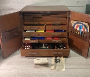 Selten 1941 E. S. Lowe Spiel Lederkoffer Schrank Steeplechase Scrabble Würfel mehr.. - Bild 1 von 24